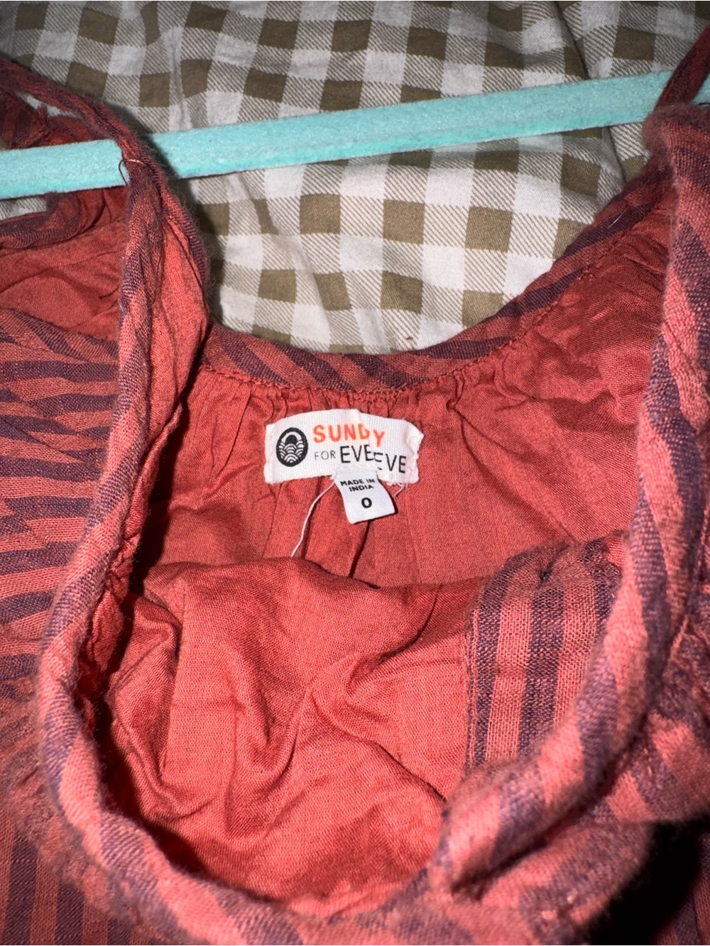 Sundry Rust Red Striped Cotton Lounge Set - Picture 2 of 3